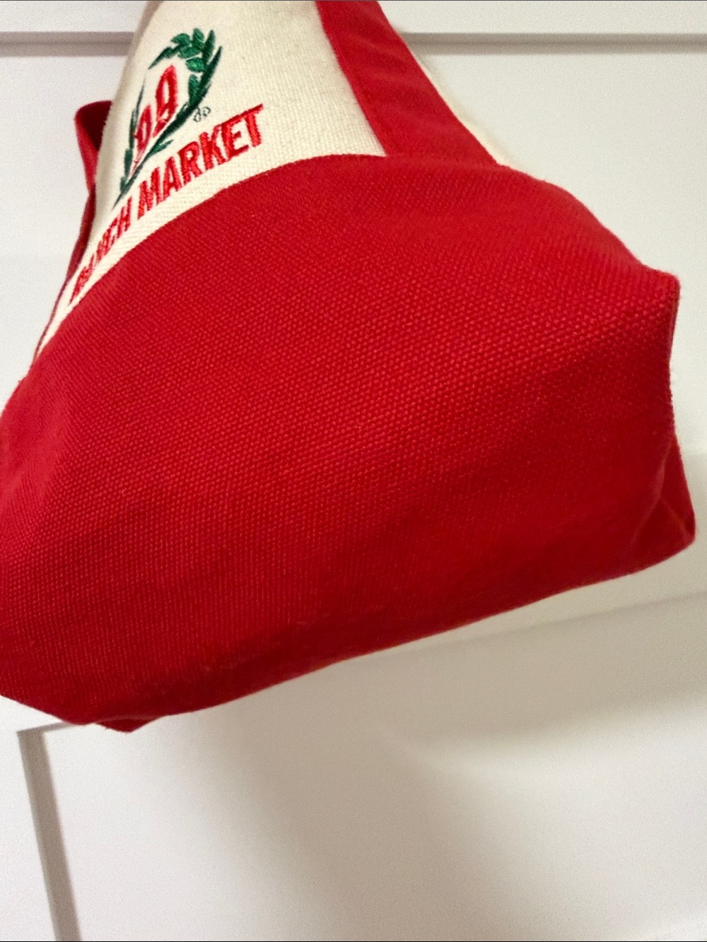 99 Ranch Market Canvas Tote Bag - Red and Cream RARE Double outside pkt - Picture 3 of 4